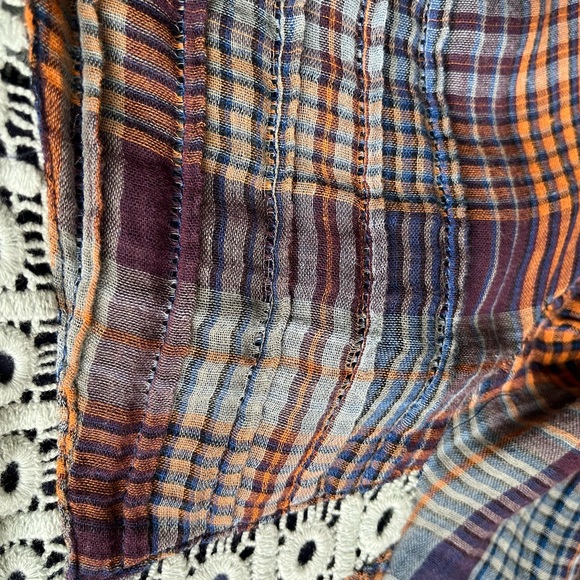 Anthropologie Holding Horses Abita plaid button lace trim shirt dress. Size XS - Picture 14 of 16